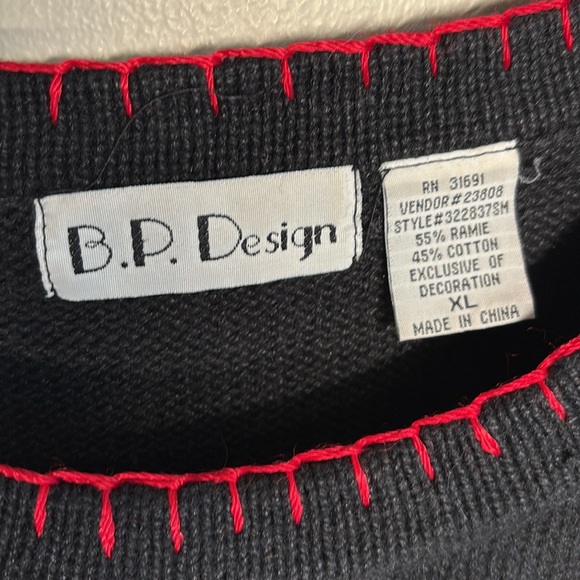 Vintage 80’s Christmas Cat Sweater Knit Embroidered - Picture 5 of 6